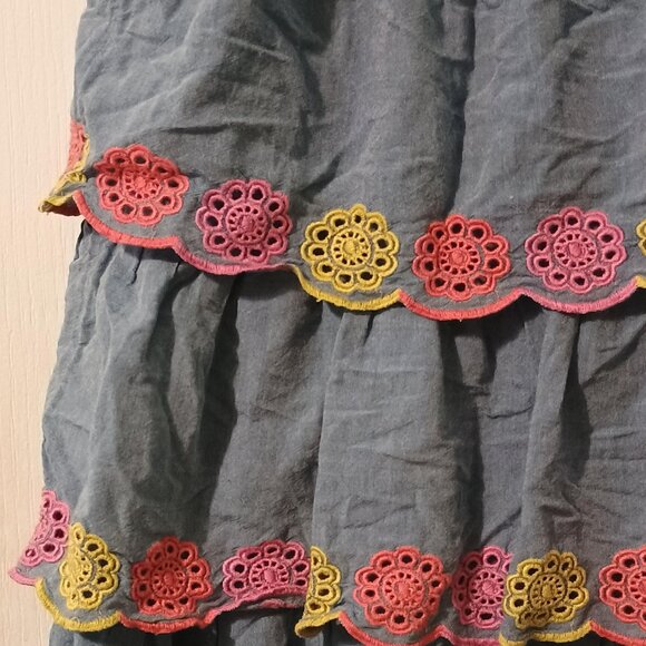 Old Navy/Tiered Dress/Girls/M 8/Denim Blue/Embroidered Sleeveless - Picture 6 of 8